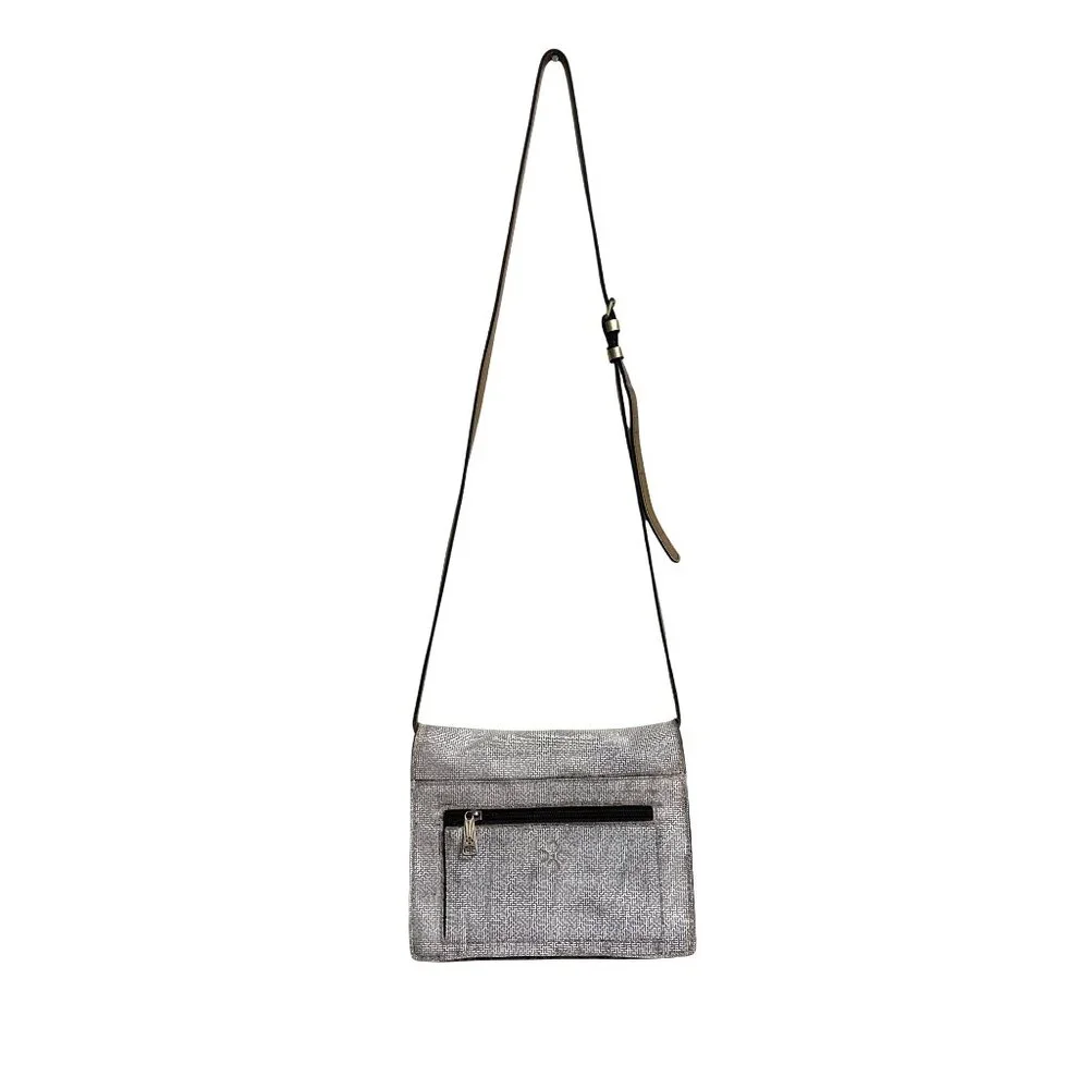 Patricia Nash Crossbody Bag Cassano Herringbone Tweed Buckled Tan Gold Cream - Picture 4 of 10